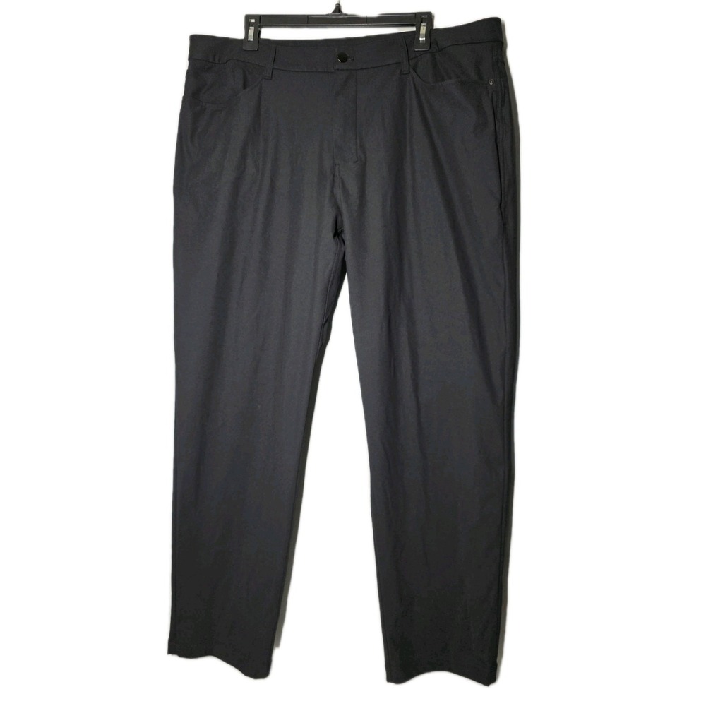 Lululemon Mens Commission Slim Fit Pants Size 40 X 30 Black Ventlight Mesh